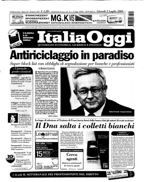 Italia oggi : quotidiano di economia finanza e politica